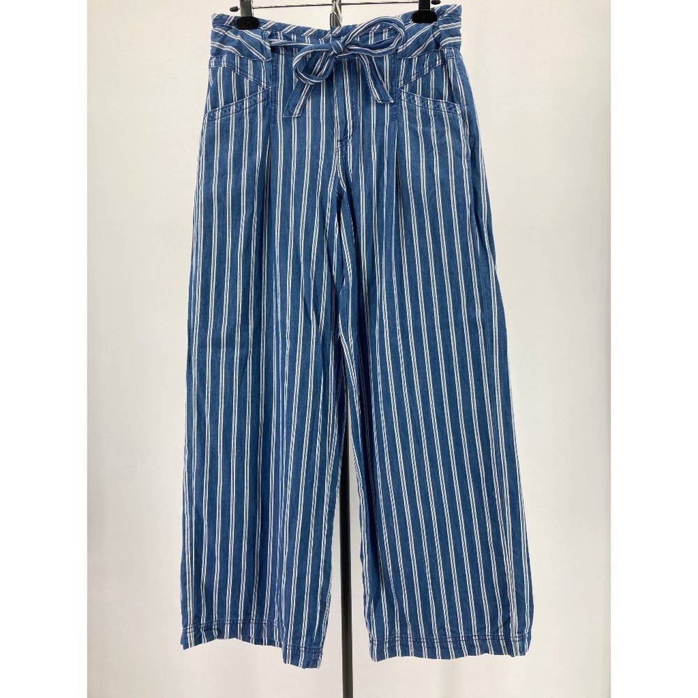 American Eagle Pants Wide Leg Chambray Stripe High